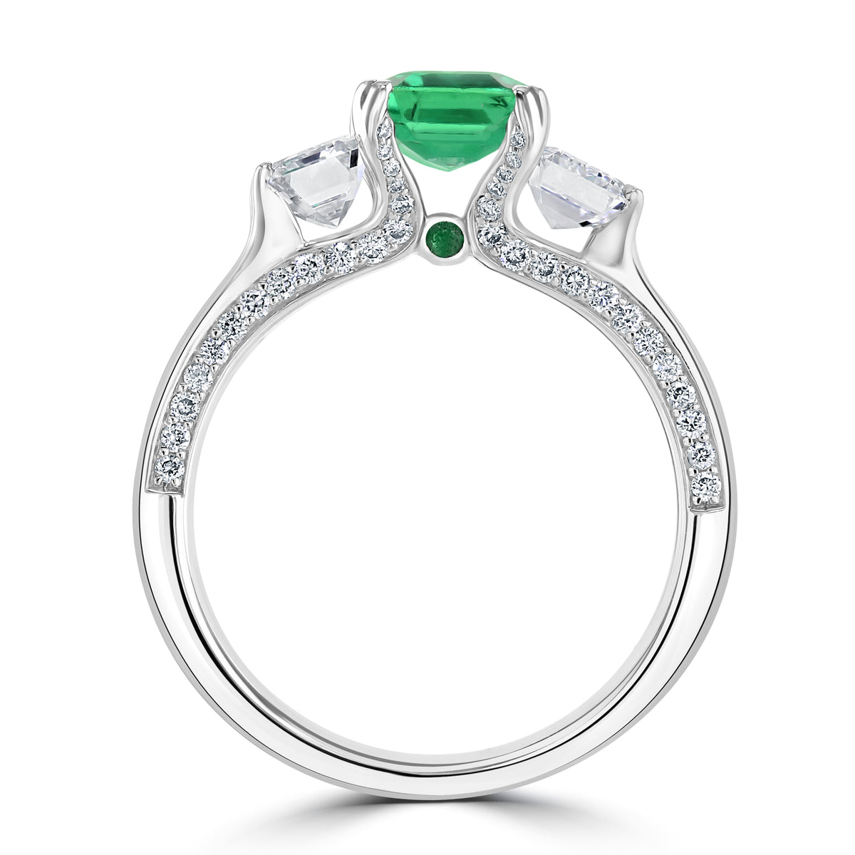 Emerald Diamond Trilogy Ring
