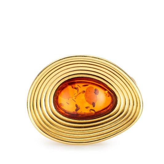 Ripples Reflections Baltic Cognac Amber Oval Ring White Gold Ripples Reflections Baltic Cognac Amber Oval Ring White Gold