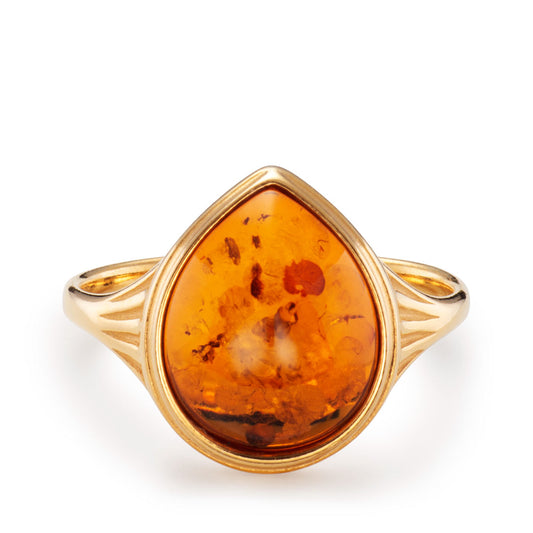 Ripples Autumn Dunes Teardrop Baltic Cognac Amber Ring White Gold Ripples Autumn Dunes Teardrop Baltic Cognac Amber Ring White Gold