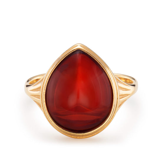 Ripples Autumn Dunes Teardrop Baltic Cherry Amber Ring White Gold Ripples Autumn Dunes Teardrop Baltic Cherry Amber Ring White Gold