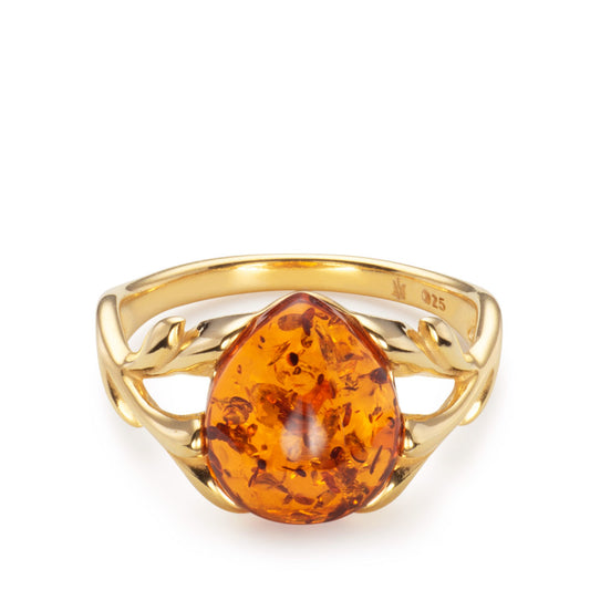Eden Leaf Blush Branch Baltic Cognac Amber Ring White Gold Eden Leaf Blush Branch Baltic Cognac Amber Ring White Gold