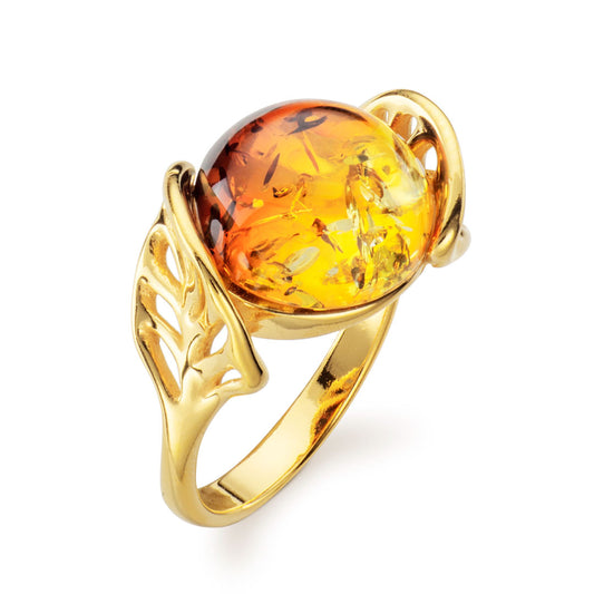 Eden Duo Lattice Leaf Baltic Sunrise Amber Ring White Gold Eden Duo Lattice Leaf Baltic Sunrise Amber Ring White Gold