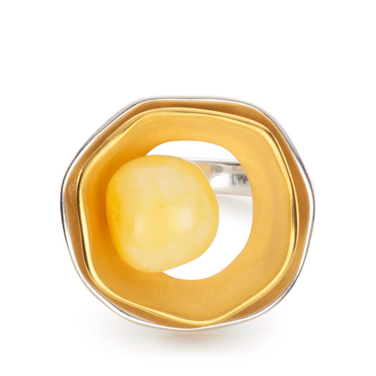 Ripples Nugget Baltic Milk Amber Wrap Ring White Gold Ripples Nugget Baltic Milk Amber Wrap Ring White Gold