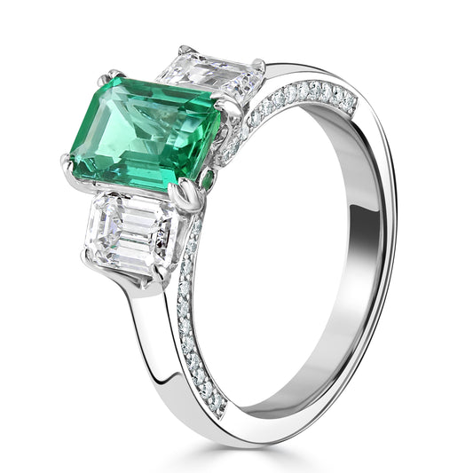 Emerald Diamond Trilogy Ring Emerald Diamond Trilogy Ring Emerald Diamond Trilogy Ring Emerald Diamond Trilogy Ring