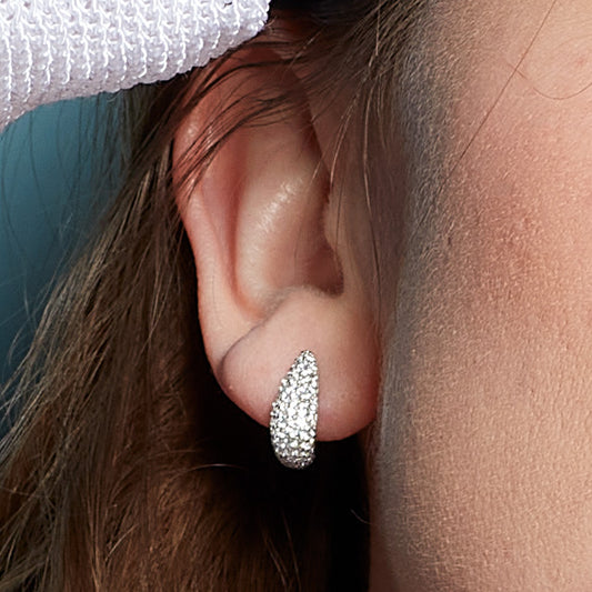 Kit Heath Coast Tumble Glisten Pave Sterling Silver Hoop Earrings White Gold Kit Heath Coast Tumble Glisten Pave Sterling Silver Hoop Earrings White Gold