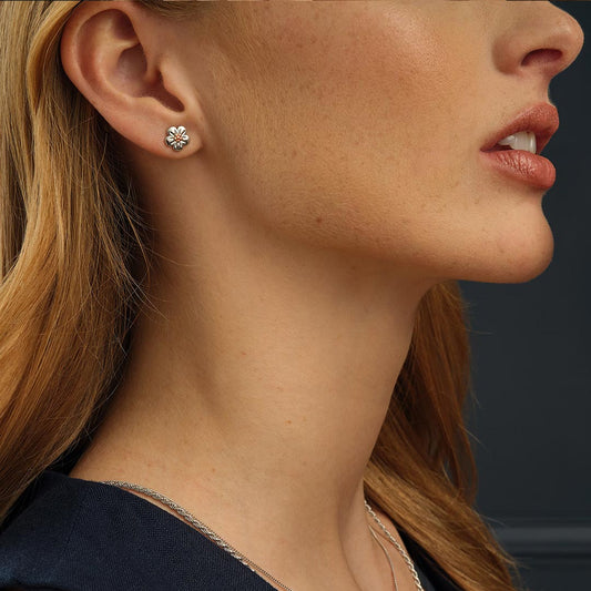 Clogau Forget Me Not Silver Stud Earrings White Gold Clogau Forget Me Not Silver Stud Earrings White Gold