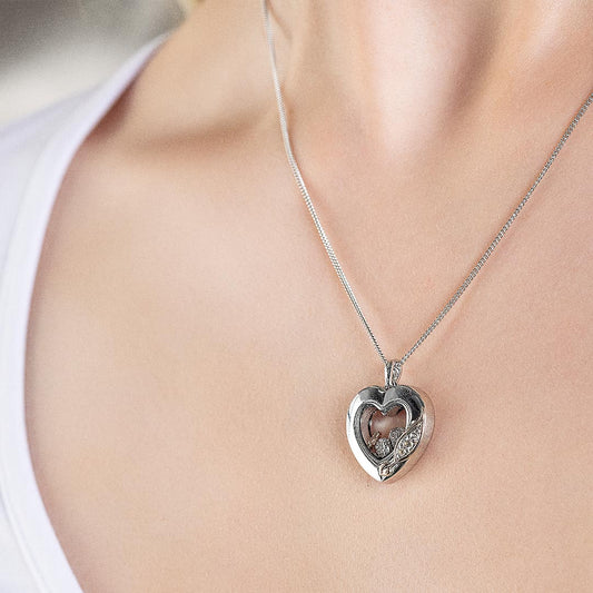 Clogau Past Present Future Inner Charm Heart Sterling Silver Pendant White Gold Clogau Past Present Future Inner Charm Heart Sterling Silver Pendant White Gold