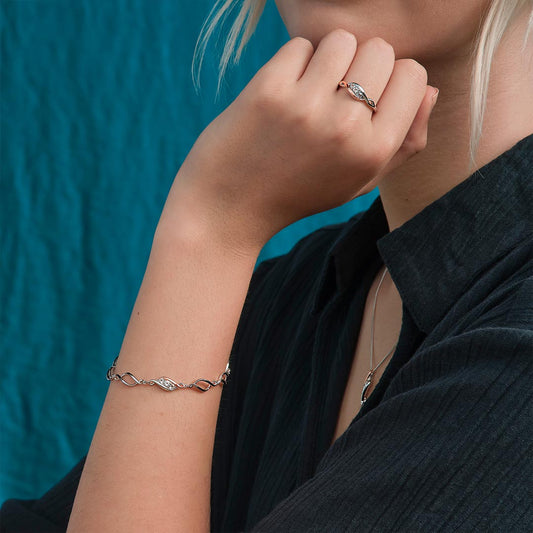 Clogau Past Present Future Sterling Silver Link Bracelet White Gold Clogau Past Present Future Sterling Silver Link Bracelet White Gold