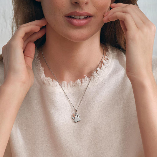 Clogau Paw Prints on My Heart Silver Pendant White Gold Clogau Paw Prints on My Heart Silver Pendant White Gold