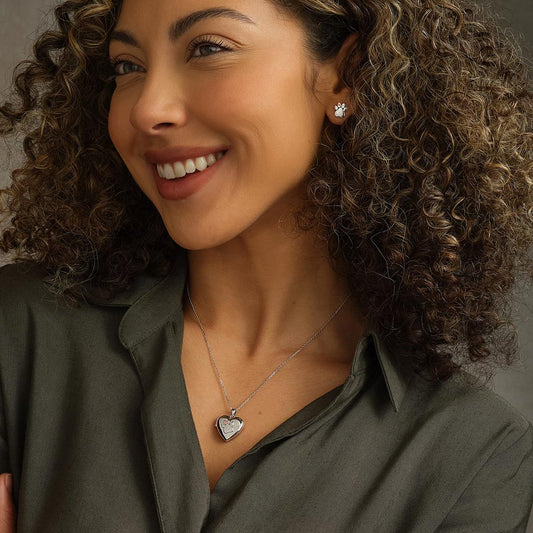 Clogau Paw Prints on My Heart Silver Locket White Gold Clogau Paw Prints on My Heart Silver Locket White Gold