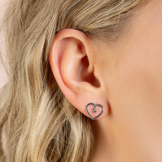 Clogau Tree of Life Sterling Silver Heart Stud Earrings White Gold Clogau Tree of Life Sterling Silver Heart Stud Earrings White Gold