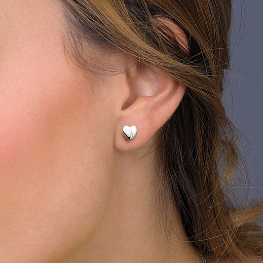 Kit Heath Miniature Sterling Silver Sweet Heart Earrings White Gold Kit Heath Miniature Sterling Silver Sweet Heart Earrings White Gold