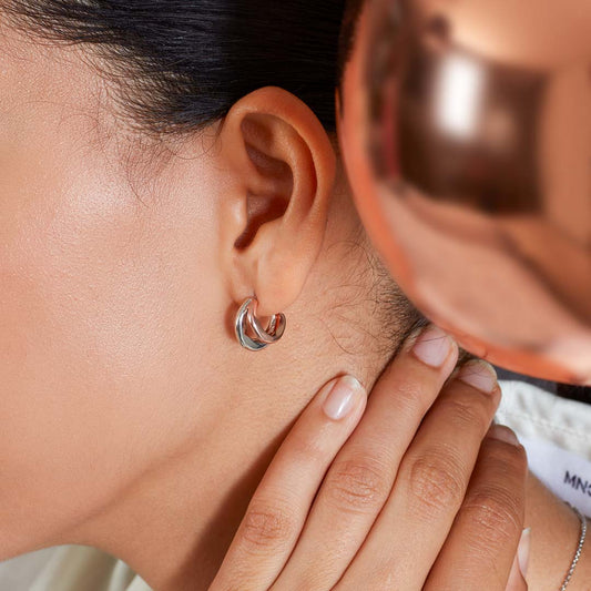Kit Heath Bevel Cirque Link Blush Twin Hoop Earrings White Gold Kit Heath Bevel Cirque Link Blush Twin Hoop Earrings White Gold