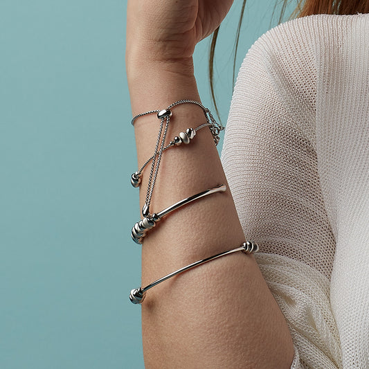 Kit Heath Coast Tumble Sand Blast Sterling Silver Station Bracelet White Gold Kit Heath Coast Tumble Sand Blast Sterling Silver Station Bracelet White Gold