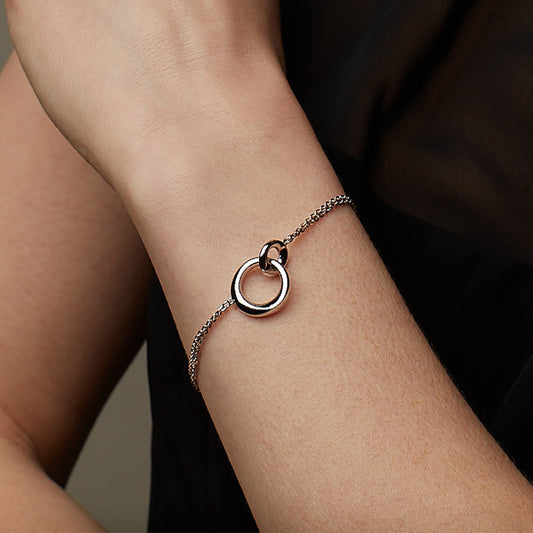 Kit Heath Bevel Cirque Link Double Chain Sterling Silver Bracelet White Gold Kit Heath Bevel Cirque Link Double Chain Sterling Silver Bracelet White Gold