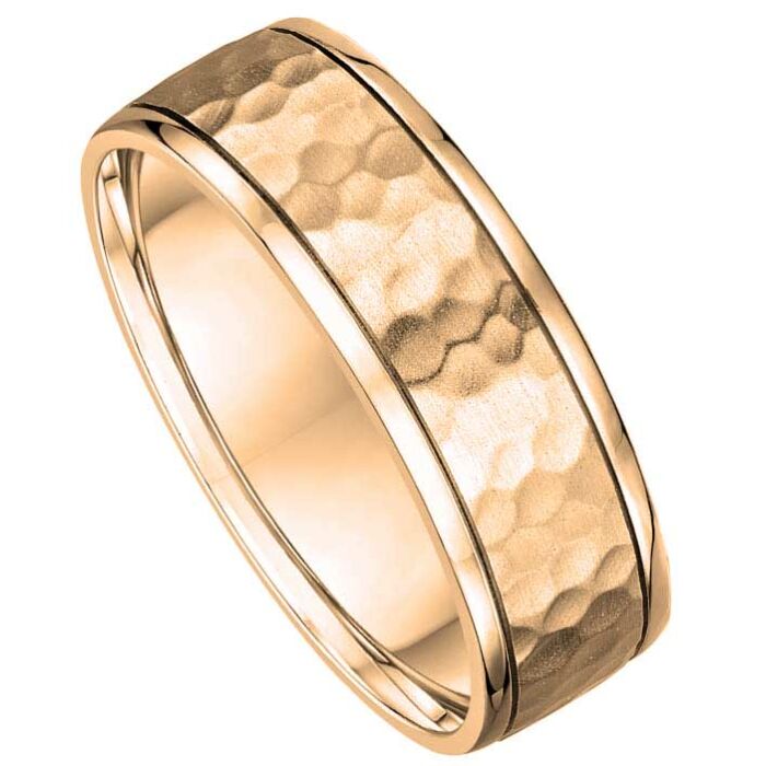 Hammered Patterned Wedding Ring