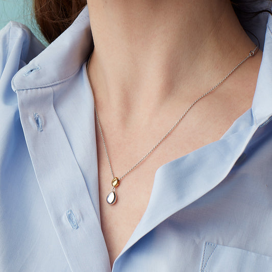 Kit Heath Coast Pebble Golden Necklace White Gold Kit Heath Coast Pebble Golden Necklace White Gold
