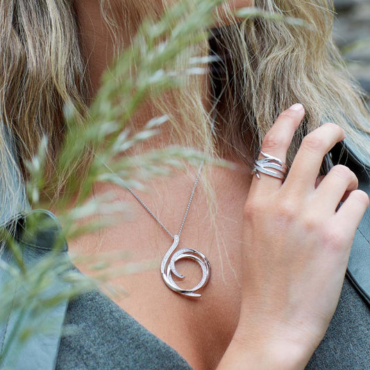 Kit Heath Entwine Helix Wrap Pave Grande Sterling Silver Necklace White Gold Kit Heath Entwine Helix Wrap Pave Grande Sterling Silver Necklace White Gold