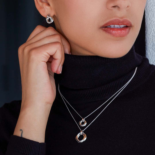 Kit Heath Bevel Trilogy Petite Sterling Silver Necklace White Gold Kit Heath Bevel Trilogy Petite Sterling Silver Necklace White Gold