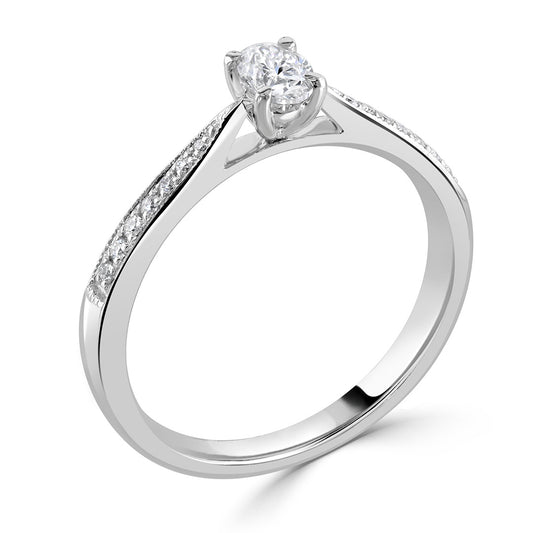 18ct White Gold 0.25ct Oval Cut Solitaire Diamond Engagement Ring White Gold 18ct White Gold 0.25ct Oval Cut Solitaire Diamond Engagement Ring White Gold