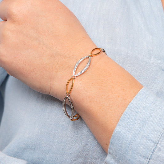 Two Tone Marquise Link Bracelet White Gold Two Tone Marquise Link Bracelet White Gold