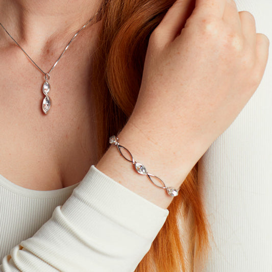 Navette Swarovski Crystal Link Bracelet White Gold Navette Swarovski Crystal Link Bracelet White Gold