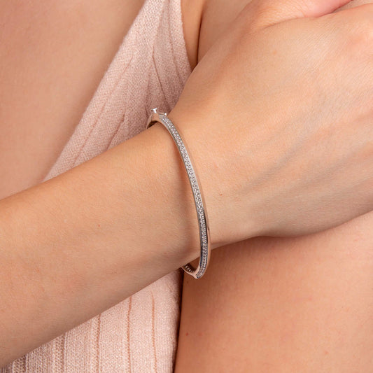 Fiorelli Knife Edge Cubic Zirconia Sterling Silver Hinged Bangle White Gold Fiorelli Knife Edge Cubic Zirconia Sterling Silver Hinged Bangle White Gold