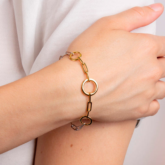 Fiorelli Open Circle Chain Link Sterling Silver Bracelet White Gold Fiorelli Open Circle Chain Link Sterling Silver Bracelet White Gold