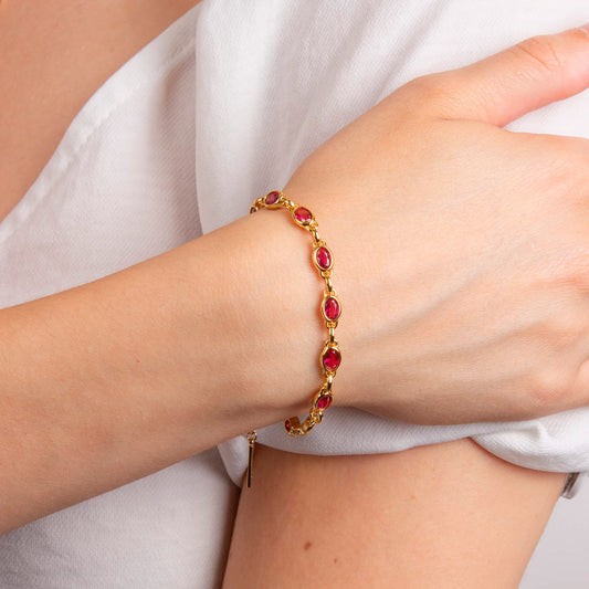 Fiorelli Fushia Synthetic Nano Crystal Link Bracelet White Gold Fiorelli Fushia Synthetic Nano Crystal Link Bracelet White Gold