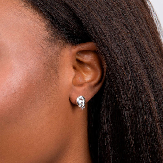 Marina Rope Linked Circles Sterling Silver Stud Earrings White Gold Marina Rope Linked Circles Sterling Silver Stud Earrings White Gold