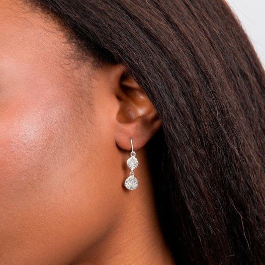 Textured Crease Disc Sterling Silver Womens Drop Earrings White Gold Textured Crease Disc Sterling Silver Womens Drop Earrings White Gold