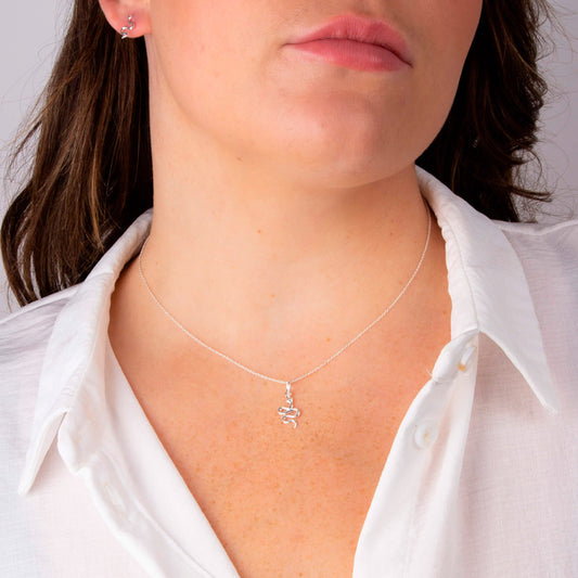 Sinuous Snake Sterling Silver Necklace White Gold Sinuous Snake Sterling Silver Necklace White Gold