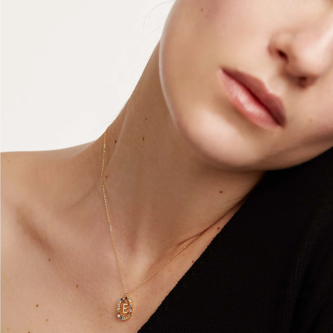 Pdpaola Letter E Multicolour Stone Necklace