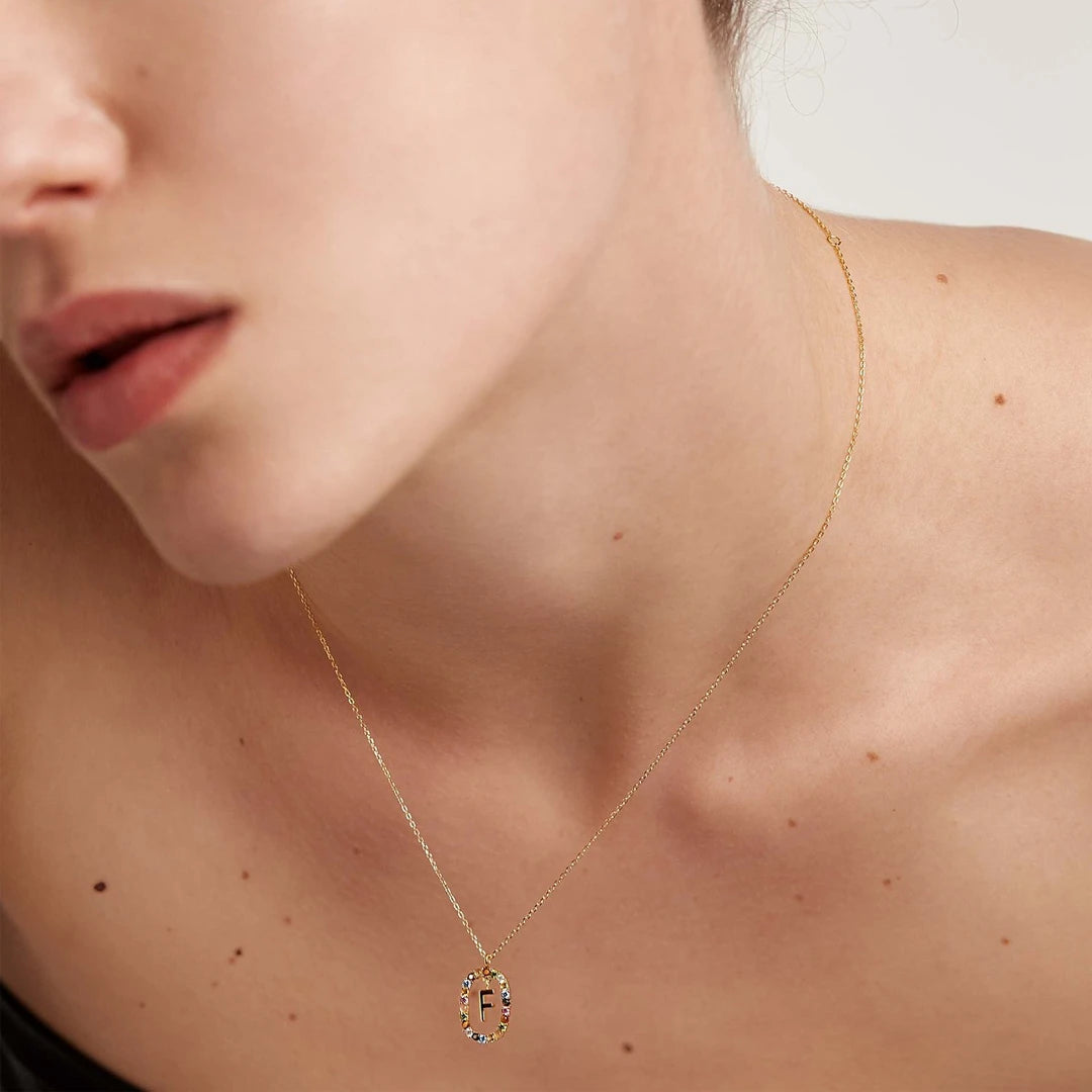 Pdpaola Letter F Multicolour Stone Necklace