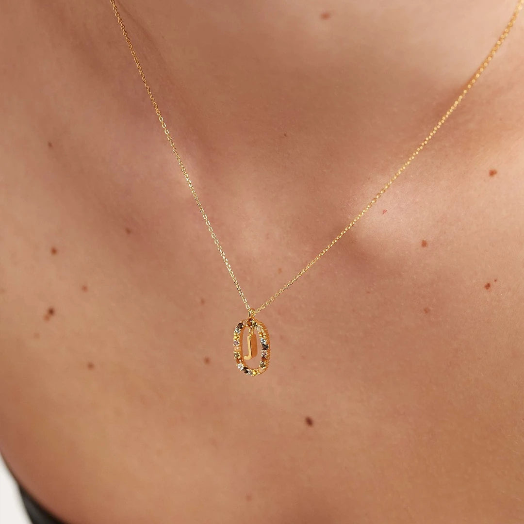 Pdpaola Letter J Multicolour Stone Necklace