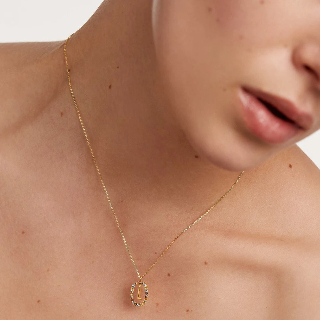 Pdpaola Letter L Multicolour Stone Necklace