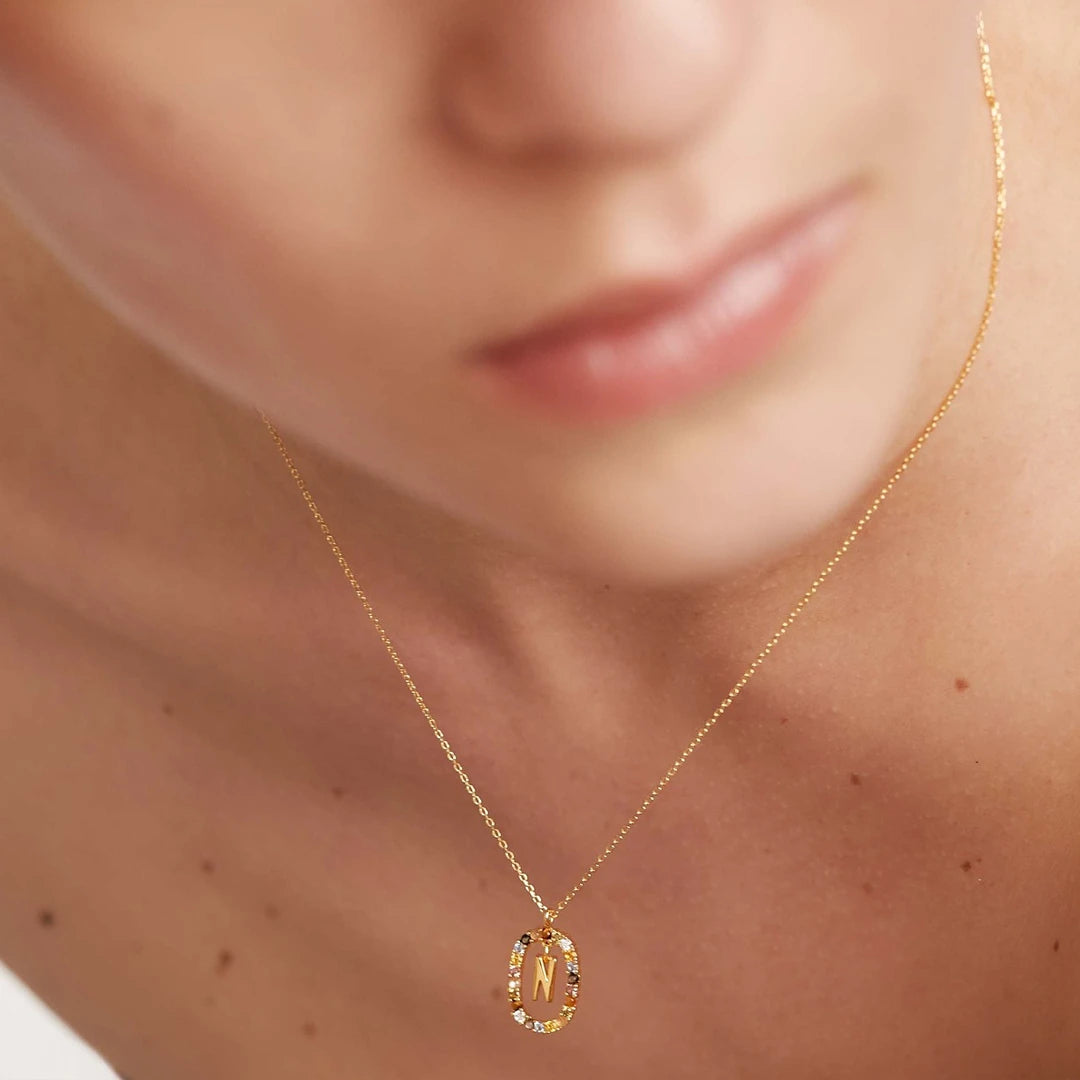 Pdpaola Letter N Multicolour Stone Necklace