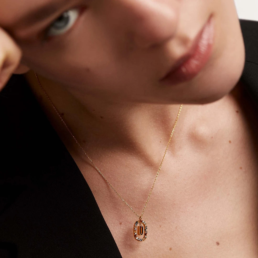 Pdpaola Letter U Multicolour Stone Necklace