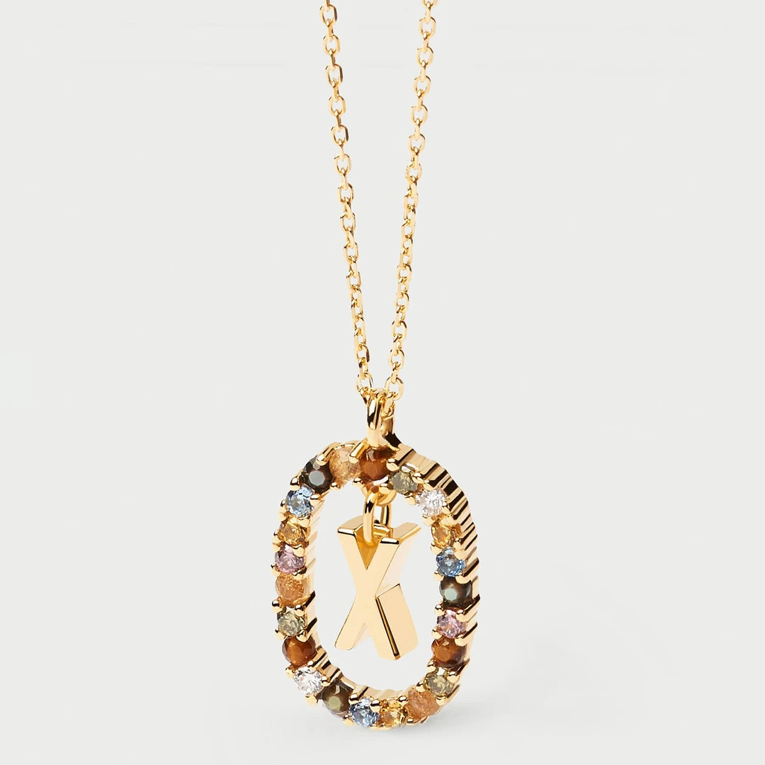 Pdpaola Letter X Multicolour Stone Necklace