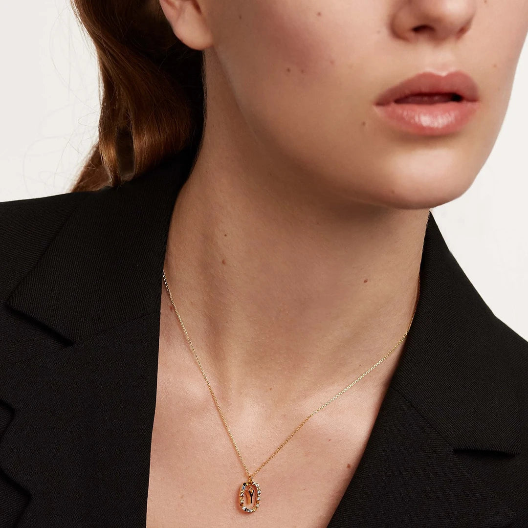 Pdpaola Letter Y Multicolour Stone Necklace