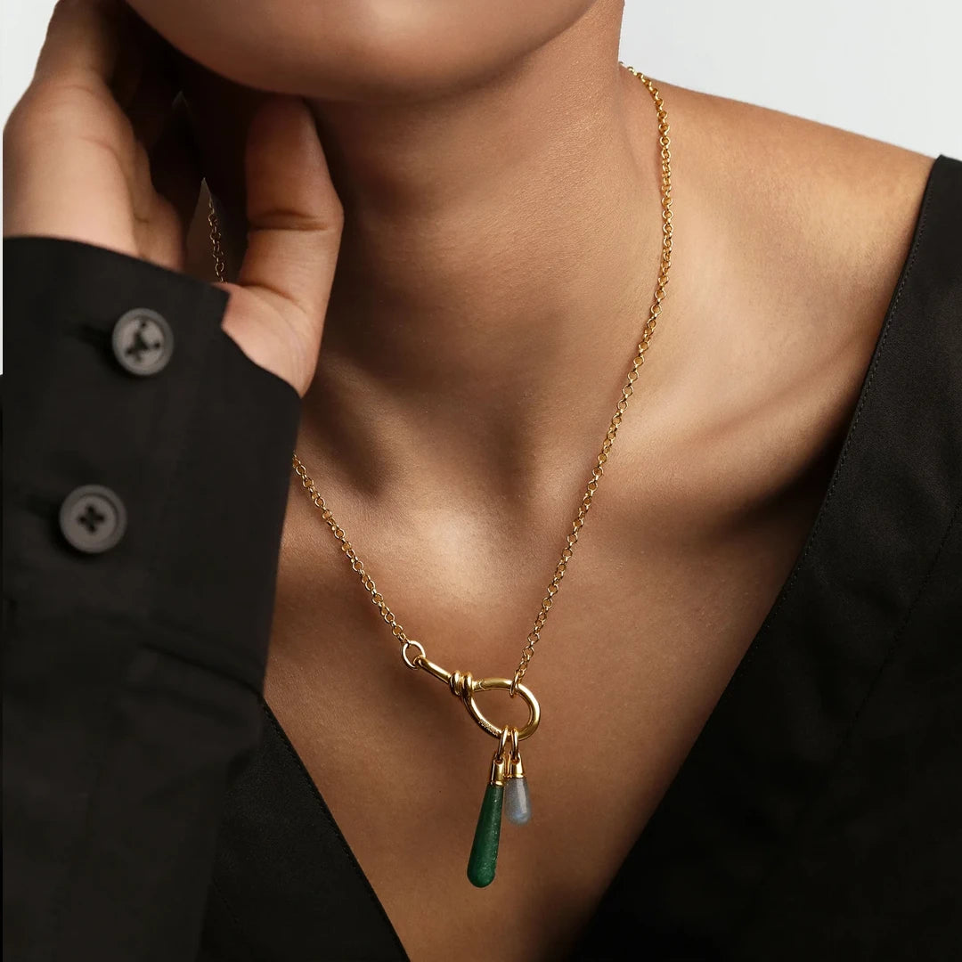 Pdpaola Green Aventurine Drop Pendant