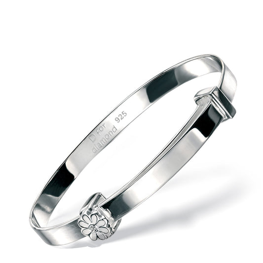 Enamel Daisy Bangle White Gold Enamel Daisy Bangle White Gold