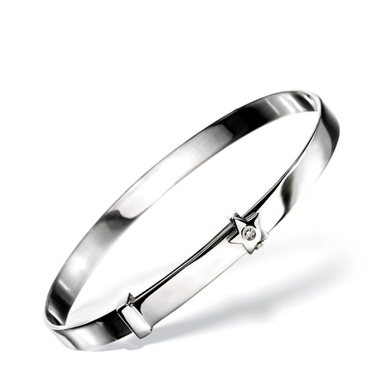 Diamond Star Baby Bangle White Gold Diamond Star Baby Bangle White Gold