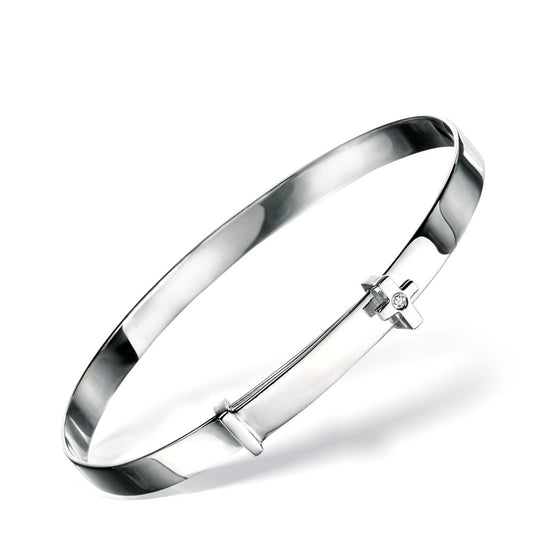 Diamond Cross Baby Bangle White Gold Diamond Cross Baby Bangle White Gold