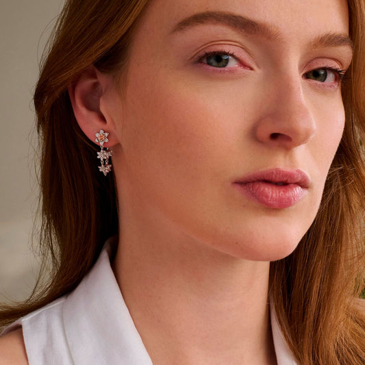 Clogau Nature's Wonder Sterling Silver Daffodil Drop Hoop Earrings White Gold Clogau Nature's Wonder Sterling Silver Daffodil Drop Hoop Earrings White Gold