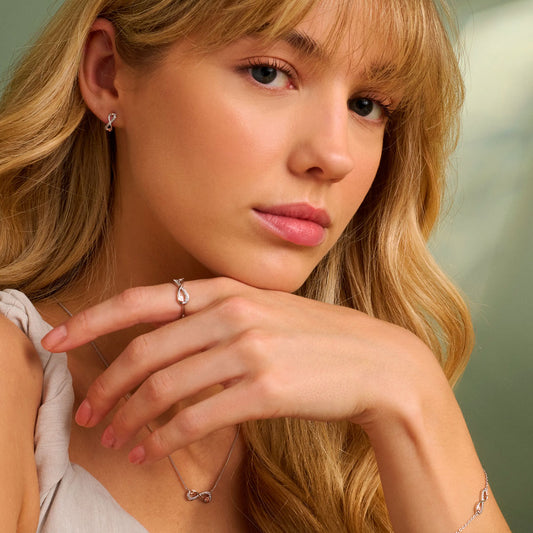 Clogau Tree of Life Sterling Silver Infinity White Topaz Stud Earrings White Gold Clogau Tree of Life Sterling Silver Infinity White Topaz Stud Earrings White Gold