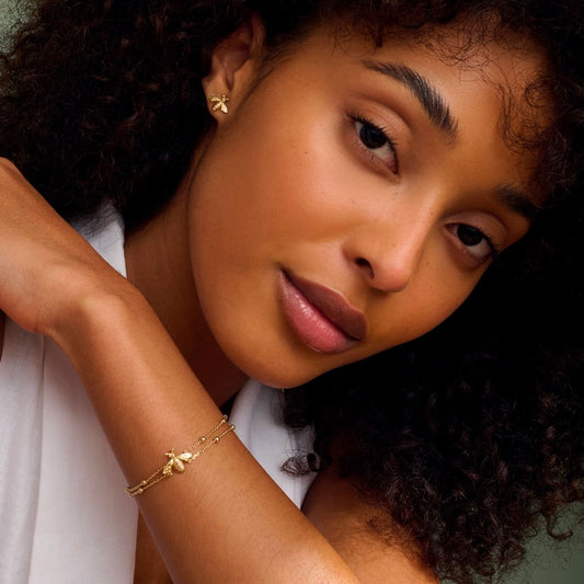 Nature's Wonder 9ct Solid Gold Honey Bee Double-Chain Bracelet Gold Nature's Wonder 9ct Solid Gold Honey Bee Double-Chain Bracelet Gold