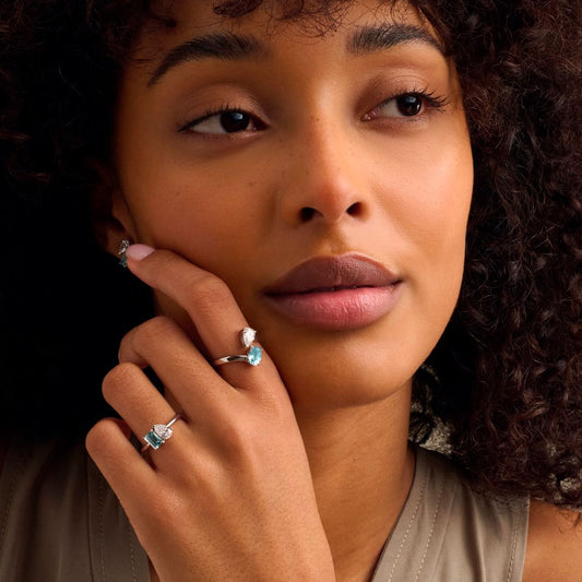 Clogau Promises 9ct White Gold Lab Diamond and Oval Aquamarine Oval Ring White Gold Clogau Promises 9ct White Gold Lab Diamond and Oval Aquamarine Oval Ring White Gold