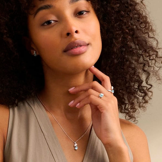 Clogau Promises 9ct White Gold Lab Diamond and Aquamarine Pendant White Gold Clogau Promises 9ct White Gold Lab Diamond and Aquamarine Pendant White Gold