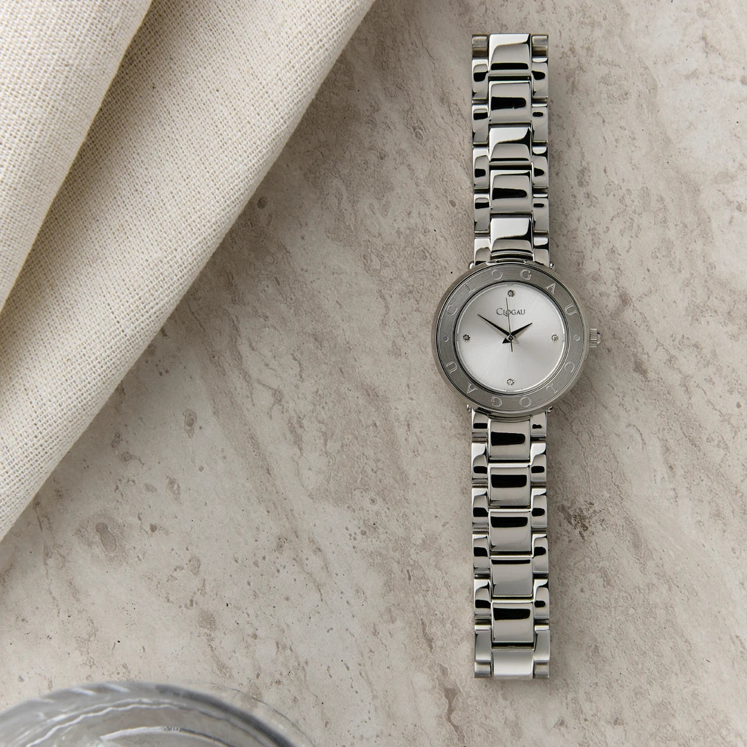 Clogau Alaw Stainless Steel Womens Silver Tone Diamond Watch
